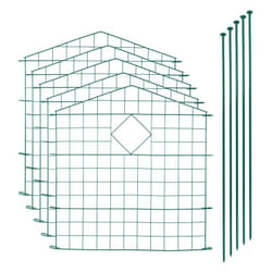Estexo - Clôture de jardin Clôture étang 11 pcs. x5 feuilles de fond vert métallique arc supérieur pointu avec losa