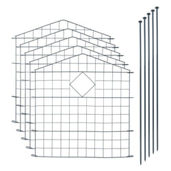 Clôture d’étang de jardin 11 pcs 5 éléments de clôture grillagée anthracite arc supérieur pointu avec losa
