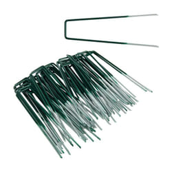 50 Piquets de jardin de fixation de toile de paillage en acier vert 150 x 30 mm