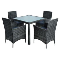 Estexo - Salon de jardin 4 fauteuils + 1 table en polyrotin gris anthracite