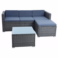Matériau du cadre: acier, revêtement par poudre Matériau de la tresse: polyrattan Matériau des housses: polyester 180 g / m2  ...