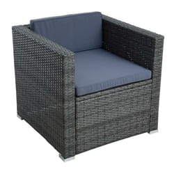 Estexo - Fauteuil de jardin avec coussins en polyrotin gris anthracite