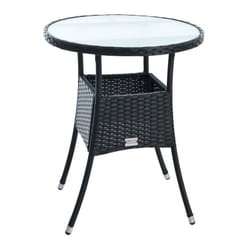 Table de jardin en polyrotin avec plateau en verre 48 x 44 x 74 cm noir