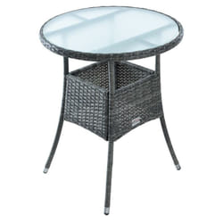 Table de jardin en polyrotin avec plateau en verre 48 x 44 x 74 cm gris