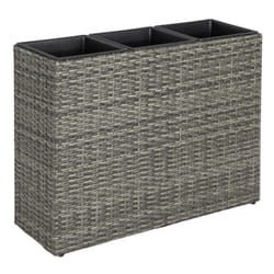 Bac à fleur avec 3 pots en polyrotin 77 cm x 27 cm x 60 cm gris anthracite
