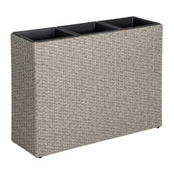 Estexo - Bac à fleur avec 3 pots en polyrotin 77 cm x 27 cm x 60 cm gris