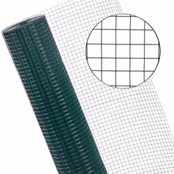 Ce grillage pour volière est constitué d' une maille soudée à 4 coins, galvanisée et recouverte de vert. Les points de croise ...