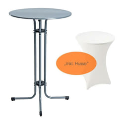 Estexo - Table haute de bar réglable en hauteur ø 70 cm en métal + housse gris