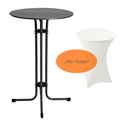 Estexo - Table haute de bar réglable en hauteur ø 70 cm en métal + housse noir