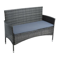 Banc de jardin 2 places avec coussin en polyrotin 126 x 48 x 85,5 cm gris
