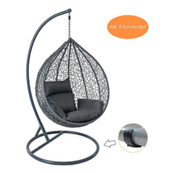Fauteuil suspendu avec structure et coussins en polyrotin anthracite