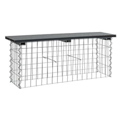 Estexo - Banc de jardin à gabion en métal galvanisé et wpc 100 x 30 x 43 cm gris clair