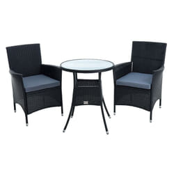Estexo - Salon de jardin 2 fauteuils avec coussins 1 table en polyrotin noir