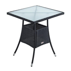 Estexo - Table de jardin en polyrotin avec plateau en verre 60 x 60 x 73 cm noir