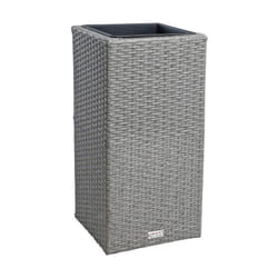 Estexo - Pot de fleurs avec cache pot en polyrotin 30 x 30 x 60 cm gris