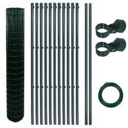Ensemble complet de clôture treillis soudé en métal galvanisé vert 1,5 x 25 m