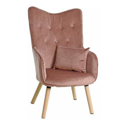 Fauteuil tv relax Fauteuil avec coussin Chaise de lecture rembourrée en tissu rose velours