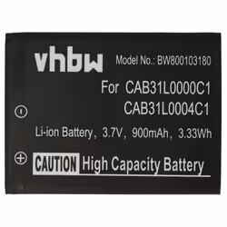 vhbw Batterie remplacement pour Alcatel CAB31L0000C1 CAB31L0000C2 CAB31L0001C1 CAB31L0004C1 pour téléphone portable (900mAh