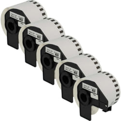 Vhbw - 5x Rouleau d'étiquettes + support 62mm x 30,48m (1 étiquette) compatible avec Brother pt QL-1050 étiqueteuse - premium détachable