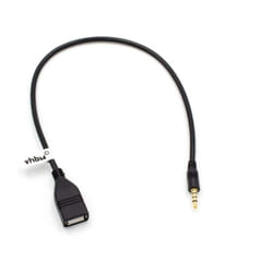 Vhbw - Adaptateur otg compatible avec bmw, Audi, Alpine, Alfa Romeo, Chevrolet appareils mobiles - Câble de port usb vers connecteur aux, noir