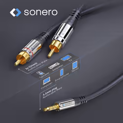 sonero S-AC600-100 câble audio 10 m 3,5mm 2 x RCA Noir