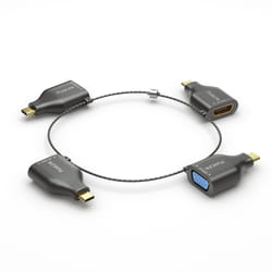 PureLink IQ-AR300 câble vidéo et adaptateur 4 x USB Type-C DisplayPort + Mini DisplayPort + HDMI + VGA Noir, Or
