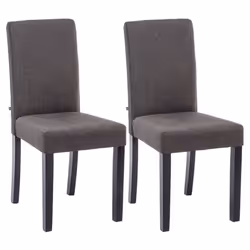 Chaises de salle à manger - Ina - Lot de 2 - Tissu - Bois massif - Gris foncé-Noir