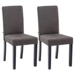 Chaises de salle à manger - Ina - Lot de 2 - Tissu - Bois massif - Gris foncé-Noir