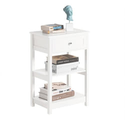 Table de Chevet FBT46-W Bout de Canapé SoBuy avec 1 tiroir et 2 étagères de rangement - Blanc
