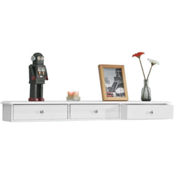 Sobuy - tagère Murale 3 Tiroirs Armoire à Clés Porte-clés Meuble d'Entrée de Rangement L93cm x P15cm x H10cm - Blanc ® FRG43-L-W