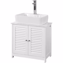 Description générale Ce meuble sous-lavabo est conçu pour se glisser parfaitement sous un lavabo ou un évier, offrant un espa ...