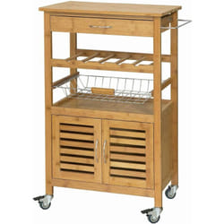 Desserte cuisine Table roulante en Bambou Chariot de cuisine L56xH92xP36cm Sobuy FKW53-N