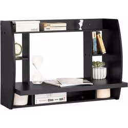 Bureau Table murale avec étagère. Grande espace pour vos rangements ! Passe cable fil plastique sur plateau pour traverser le ...