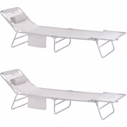SoBuy OGS35-MI x2 Lot de 2 Chaises Longues Bains de soleil Transats de Jardin Pliant Chaises de Camping inclinable, pliables ...