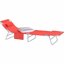 SoBuy OGS35-R Chaise Longue Bain de soleil Transat de Jardin Pliant Chaise de Camping inclinable, pliable et réglable – Rouge ...