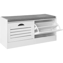 Banc de Rangement à Chaussures Armoire Meuble d'entrée - Blanc FSR62-W Sobuy