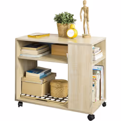 SoBuy FBT34-N Bout de Canapé Table Café roulante avec 2 étagères de rangement, 2 Niveaux Bibliothèque à roulettes Bout de Can ...