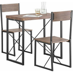 Sobuy - Set de 1 Table + 2 Chaises Table à Manger Table de Cuisine Ensemble Table de Balcon + 2 tabourets avec Dossier mobilier de Jardin ® OGT19-N