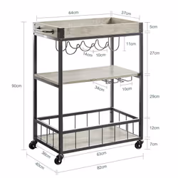 SoBuy FKW56-HG Chariot de transport d'aliments - Vue supplémentaire 4