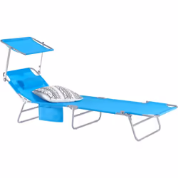 Chaise Longue Bain de Soleil Transat de Relaxation Pliant Chaise de Camping Inclinable, Pliable et Réglable - Bleu Bain de so ...