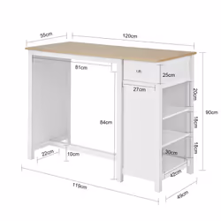 SoBuy FWT64-WN table de cuisine et de salle à manger