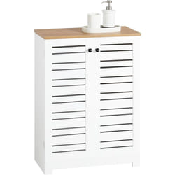 Sobuy - BZR41-W Meuble Bas Placard de Rangement Armoire pour Cuisine, Salle de Bain, Toilette, Meuble de Salle de Bain avec 2 Portes Persiennes