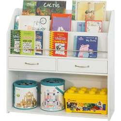 KMB39-W Bibliothèque Enfants Étagère à Livres Étagère de Rangement pour Livres et Jouets Meuble de Rangement Multifonctionnel avec 2 Tiroirs - Sobuy
