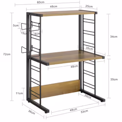 SoBuy KCR08-PF Étagère pour Four à Micro-Ondes 2 Tablettes Noir 60x36x72 cm - Vue supplémentaire 5