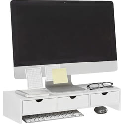 Sobuy - BBF03-W Support de Moniteur Écran Ergonomique Support pour Écran d'ordinateur Universal, Ordinateur Portable ou écran tv Réhausseur d'écran,