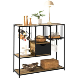 FSB56-F Table Console Table d'Entrée Bout de Canapé Table d'Appoint Buffet avec 3 Etagères de Rangement - Sobuy