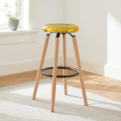 Sobuy Fst89-g Tabouret De Bar Design Avec Repose-pieds Chaise De Bar Tabouret De Comptoir Chaise Haute De Cuisine Pieds En Hêtre, Doré