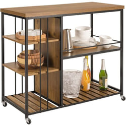 SVW18-F Desserte de Cuisine à roulettes, Étagère de Cuisine, Chariot de Service Meuble de Rangement Style Industriel, Cadre en Acier Stable - Sobuy