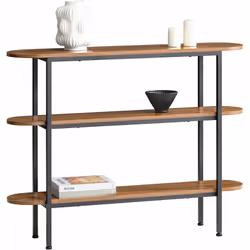 Description générale La table console SoBuy, de couleur noyer et noir, combine un design simple et rétro avec une armature ri ...