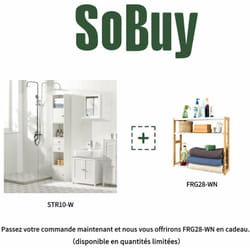Sobuy - STR10-W Meuble Colonne de Salle de Bain Armoire de Rangement Placard de Rangement Armoire sur Pied